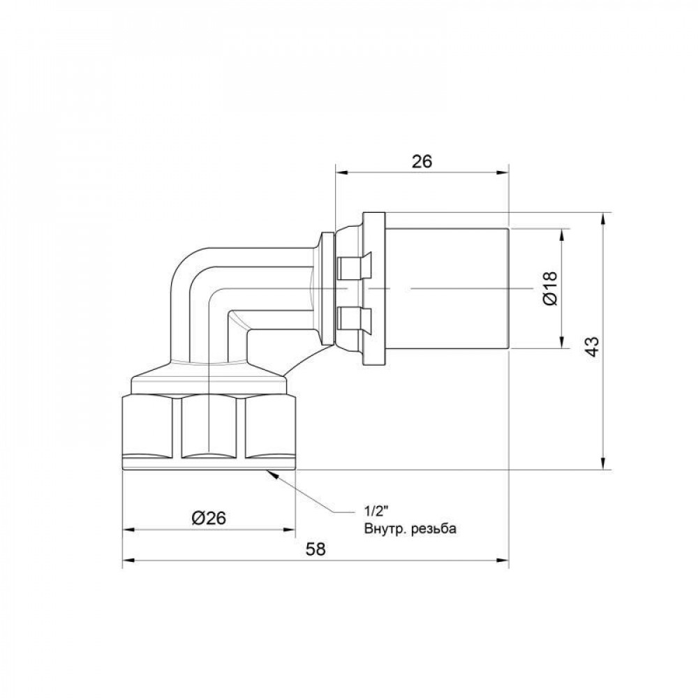 Кутик прес Icma 16х1/2" ВР посилений №405 SD00009801