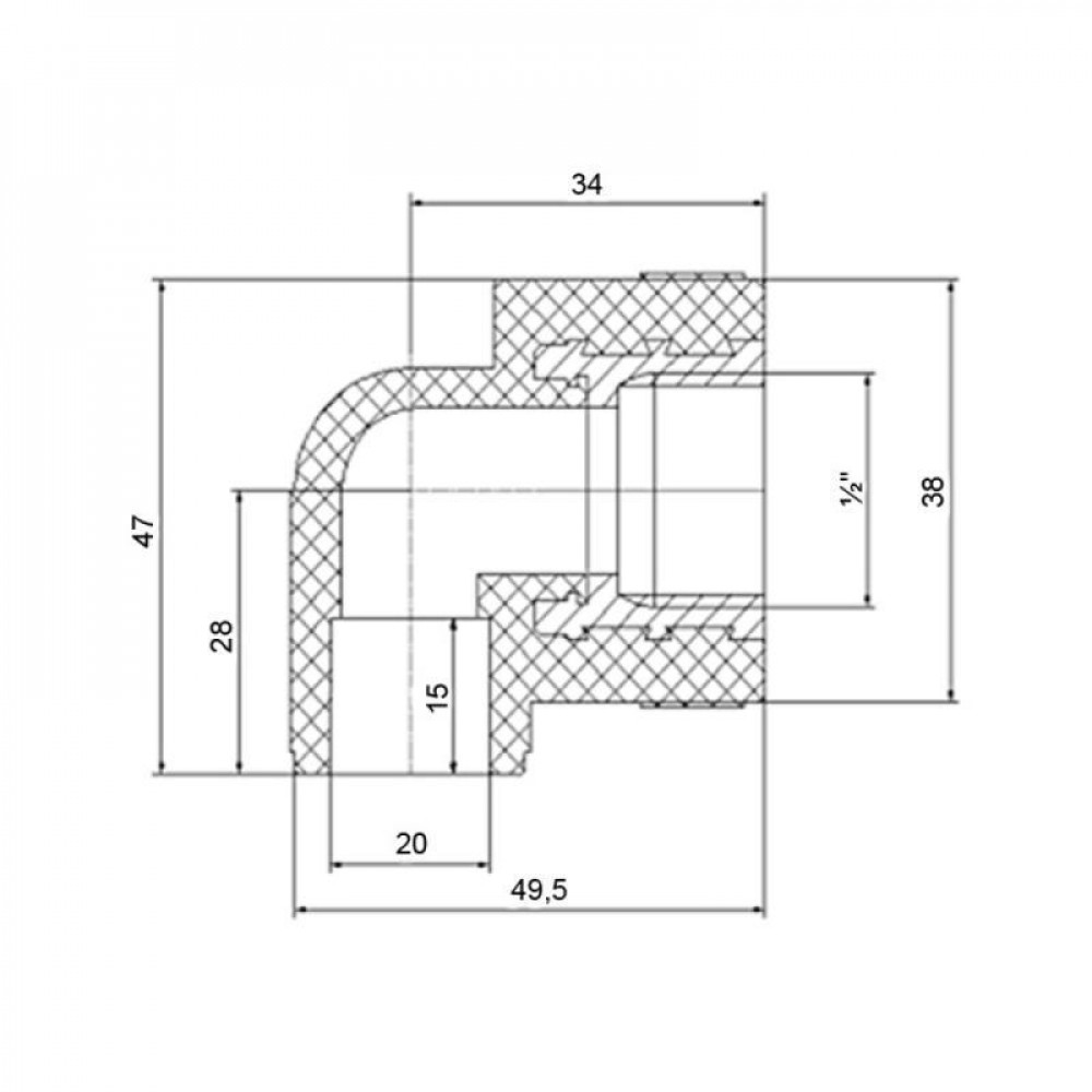 Кутик PPR Blue Ocean 20х1/2", 90° ВР SD00009983