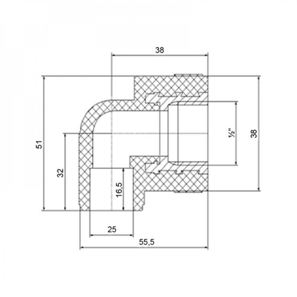 Кутик PPR Blue Ocean 25х1/2", 90° ВР SD00009988
