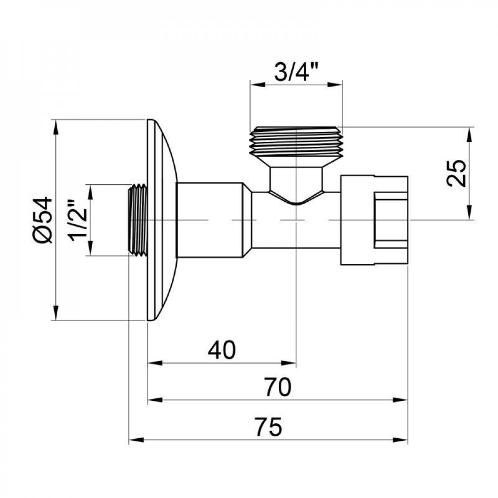 Кран приладовий буксовий Icma 1/2" х3/4" кутовий №519 SD00020745