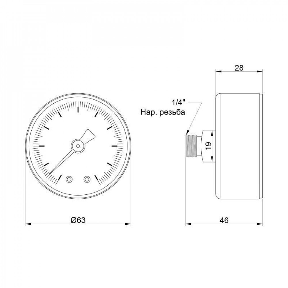 Манометр Icma 1/4" 0-10 бар, заднє підключення №243 SD00021117