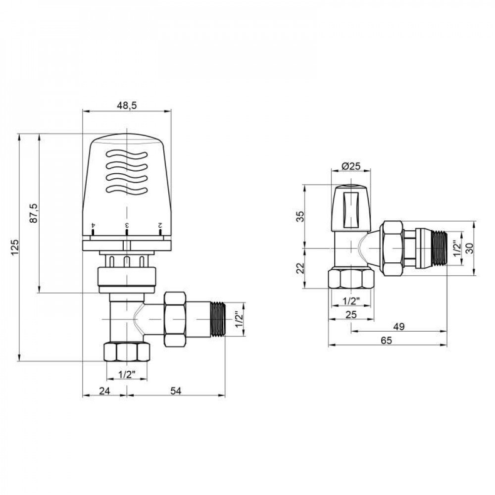 Термокомплект Icma 1/2" з антипротіканням кутовий №KIT_1100+774-940+805-940 SD00023648