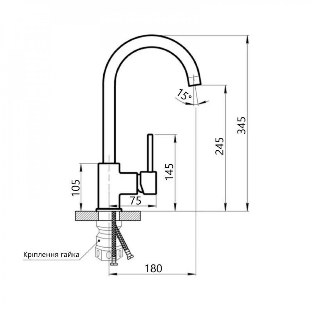 Змішувач для кухні Lidz Aria 015F (k35) LDARI015FNKS21689 Nickel SD00027786