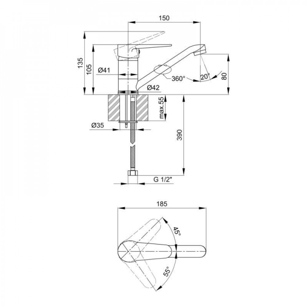 Змішувач для кухні Lidz Nicole 002M (k35) LDNIC002MCRM21879 Chrome SD00027976