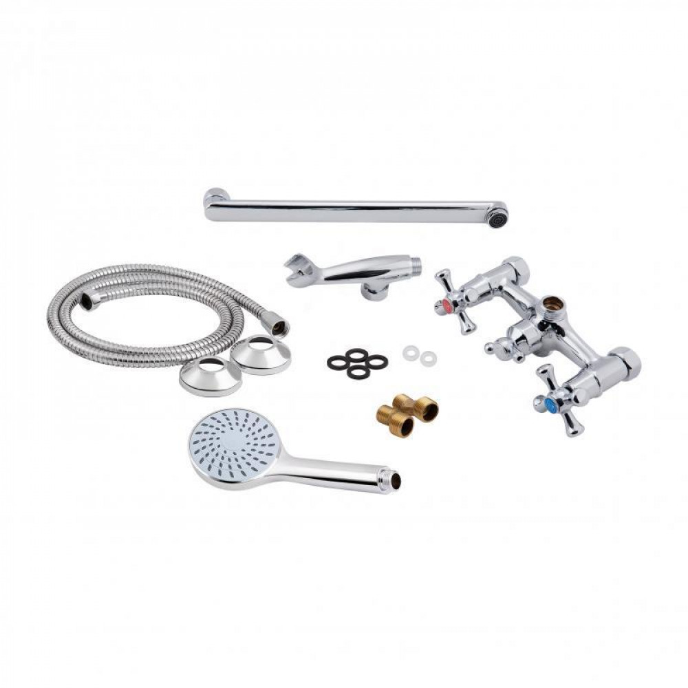 Змішувач для ванни Lidz Lamb 143 з поворотним виливом двохвентильний (з душовим гарнітуром) LDLAM143CRM22143 SD00028240