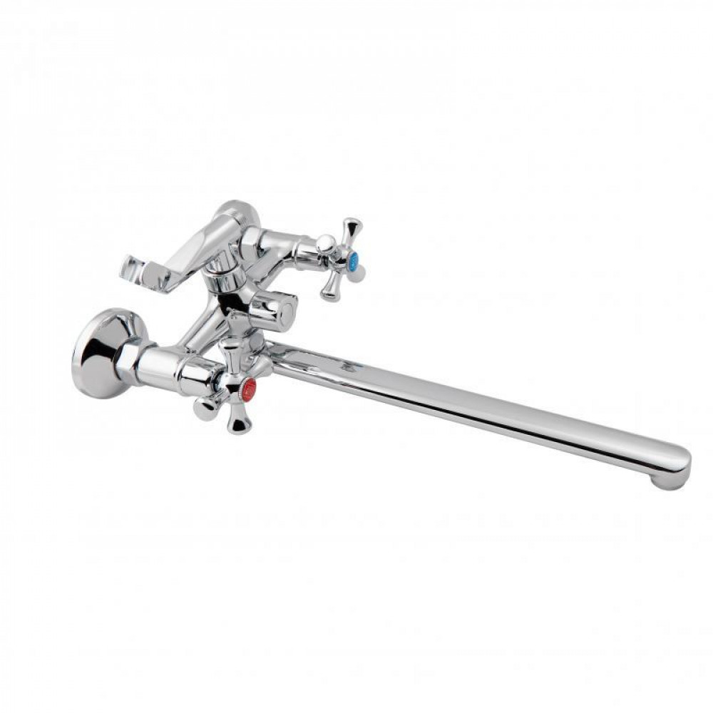 Змішувач для ванни Lidz Lamb 140 з поворотним виливом двохвентильний (з душовим гарнітуром) LDLAM140CRM22144 Chrome SD00028241