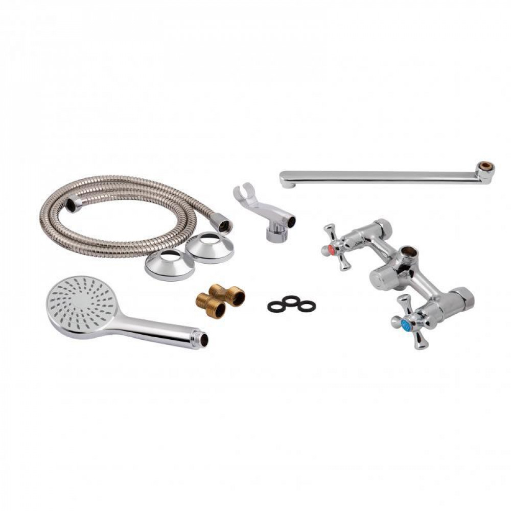 Змішувач для ванни Lidz Lamb 140 з поворотним виливом двохвентильний (з душовим гарнітуром) LDLAM140CRM22144 Chrome SD00028241