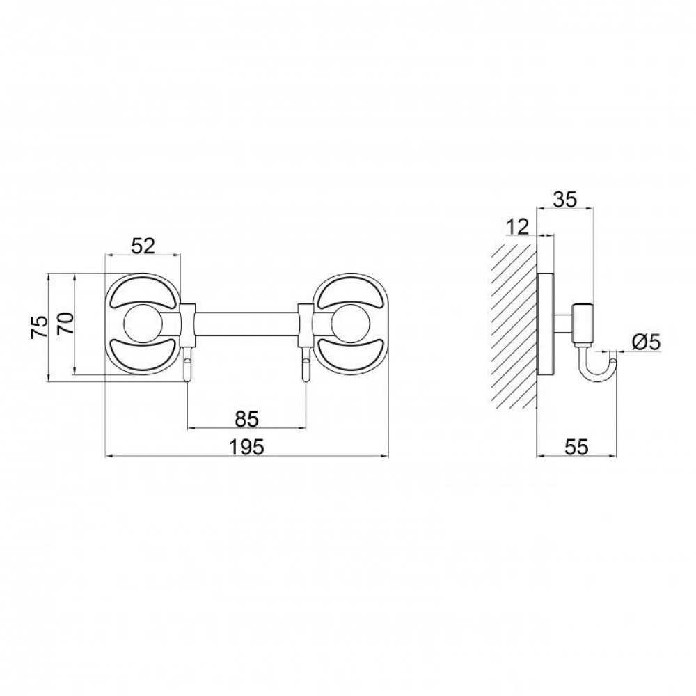 Тримач для рушника Lidz Oreo 0802 2 гачка LDORE0802CRM22173 Chrome SD00028270