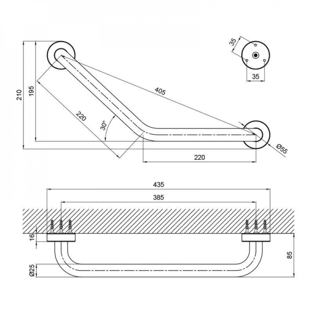 Поручень Lidz Oreo 0302 вигнутий LDORE0302CRM22319 Chrome SD00028416