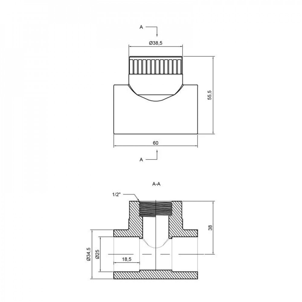 Трійник PPR Thermo Alliance 25х1/2"х25 ВР SD00029387