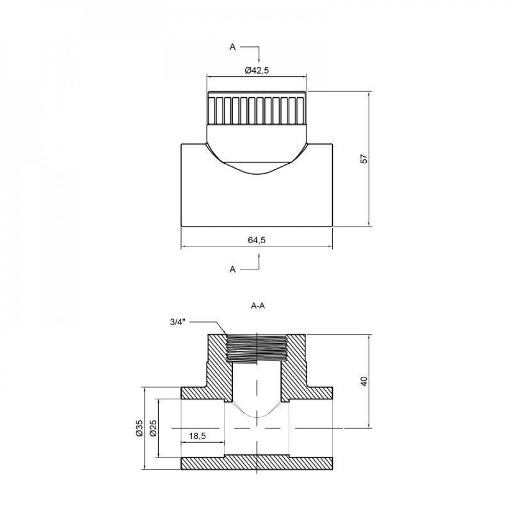 Трійник PPR Thermo Alliance 25х3/4"х25 ВР SD00029388