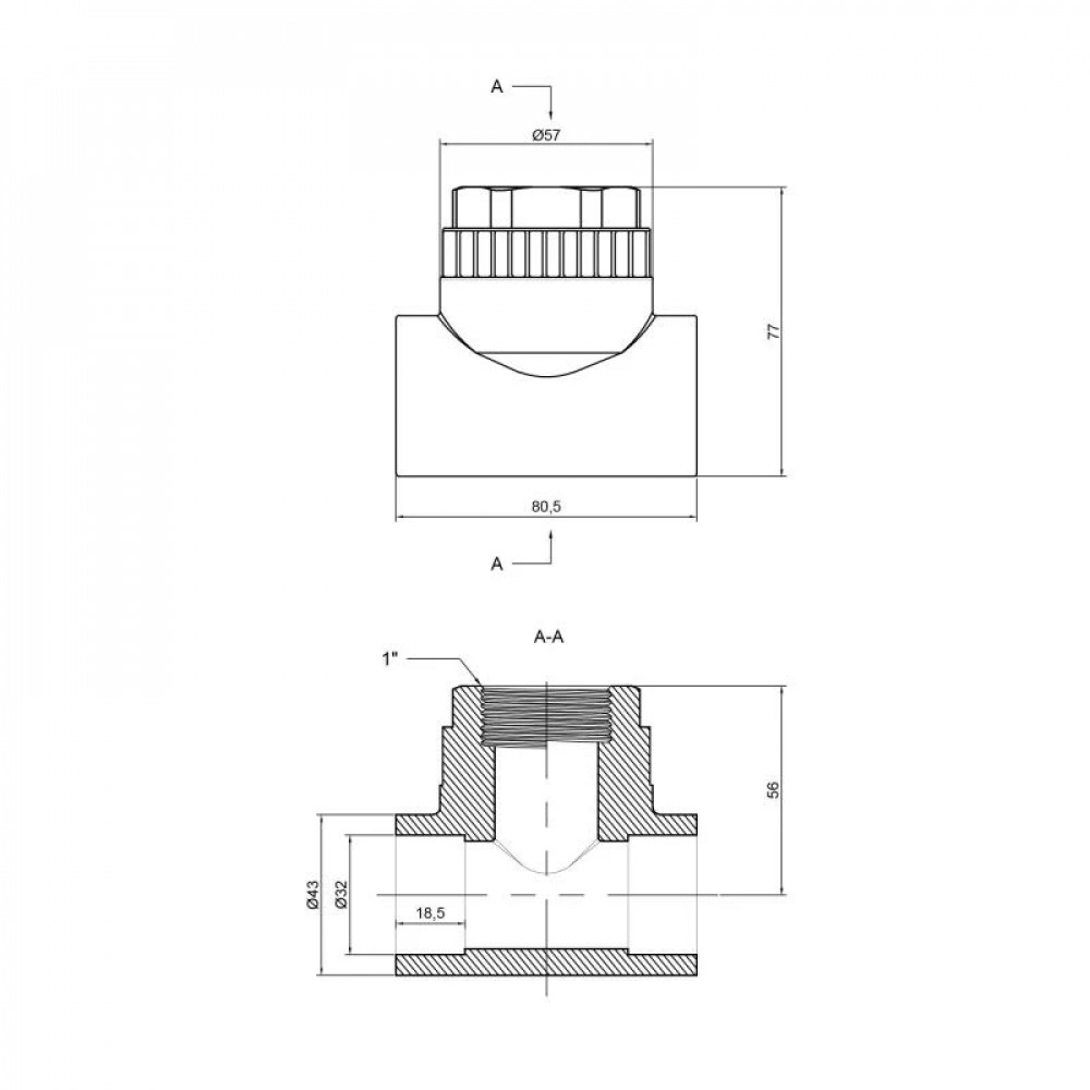 Трійник PPR Thermo Alliance 32х1"х32 ВР SD00029389