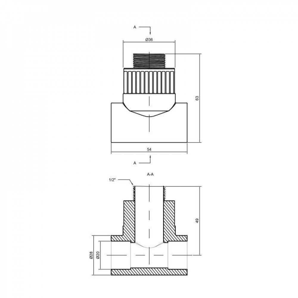 Трійник PPR Thermo Alliance 20х1/2"х20 ЗР SD00029390