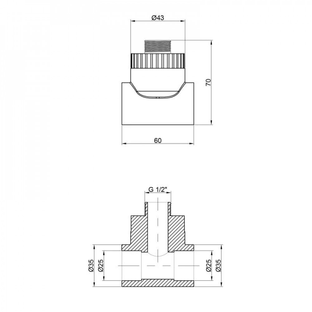 Трійник PPR Thermo Alliance 25х1/2"х25 ЗР SD00029391