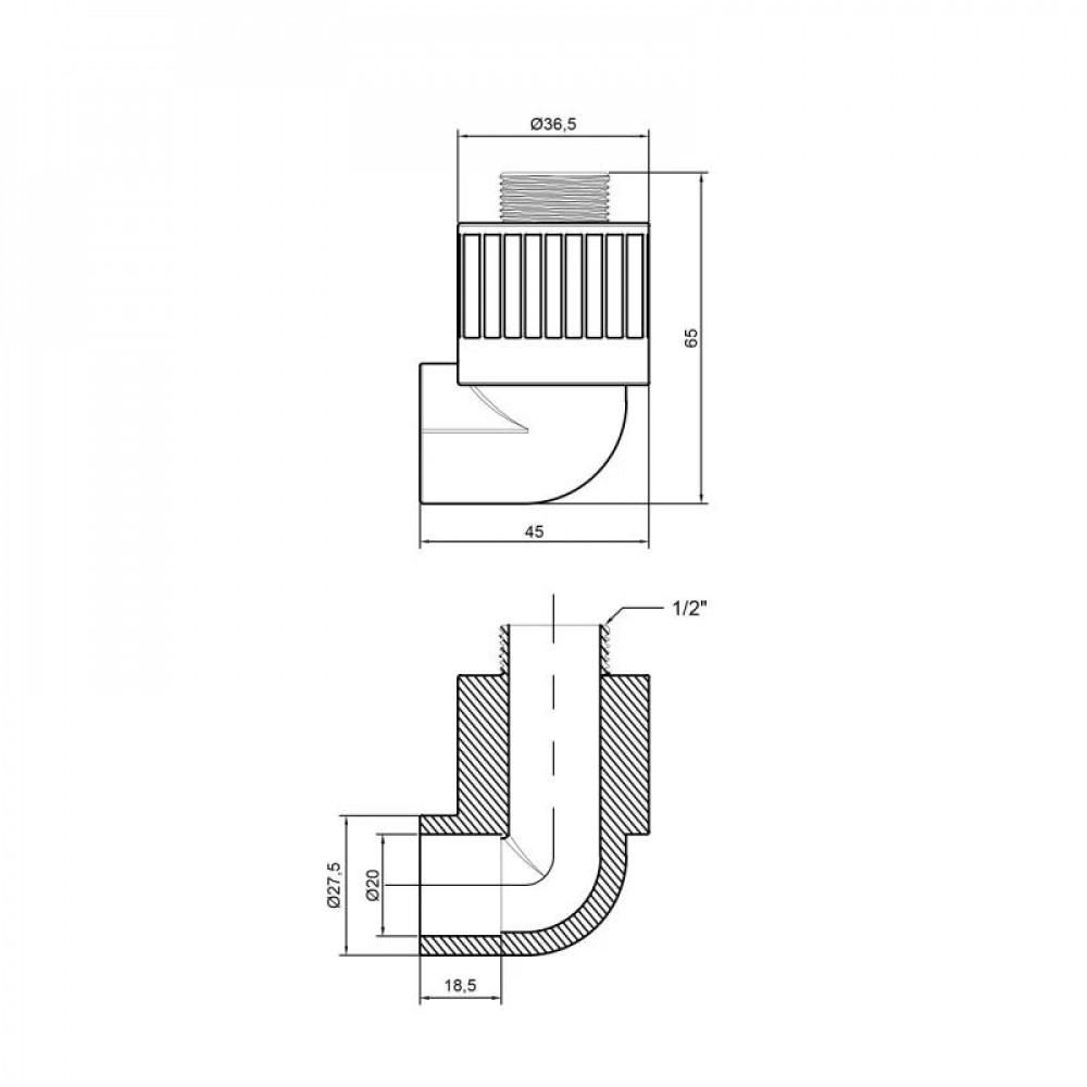 Уголок PPR Thermo Alliance 20х1/2" ЗР SD00029420