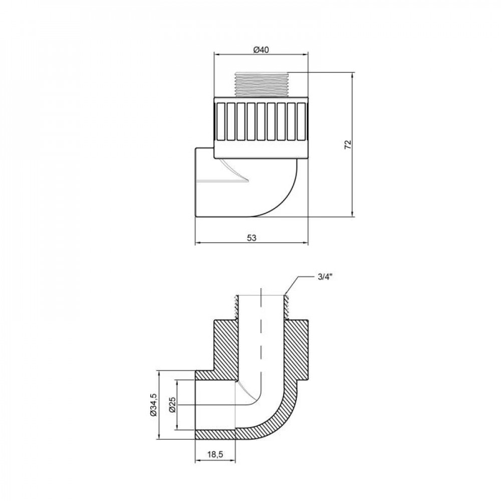 Кутик PPR Thermo Alliance 25х3/4" ЗР SD00029422