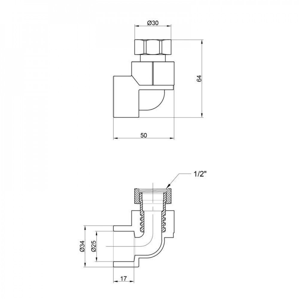 Кутик PPR Thermo Alliance з накидною гайкою 25х3/4" ВР SD00029429