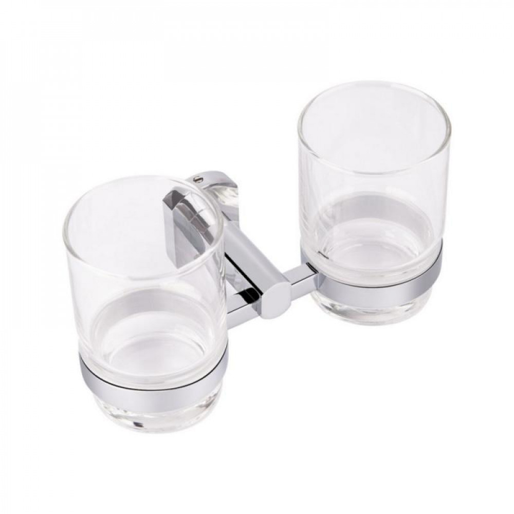 Склянка з тримачем Qtap Liberty настінна подвійна QTLIBCRM1155 Chrome SD00031713