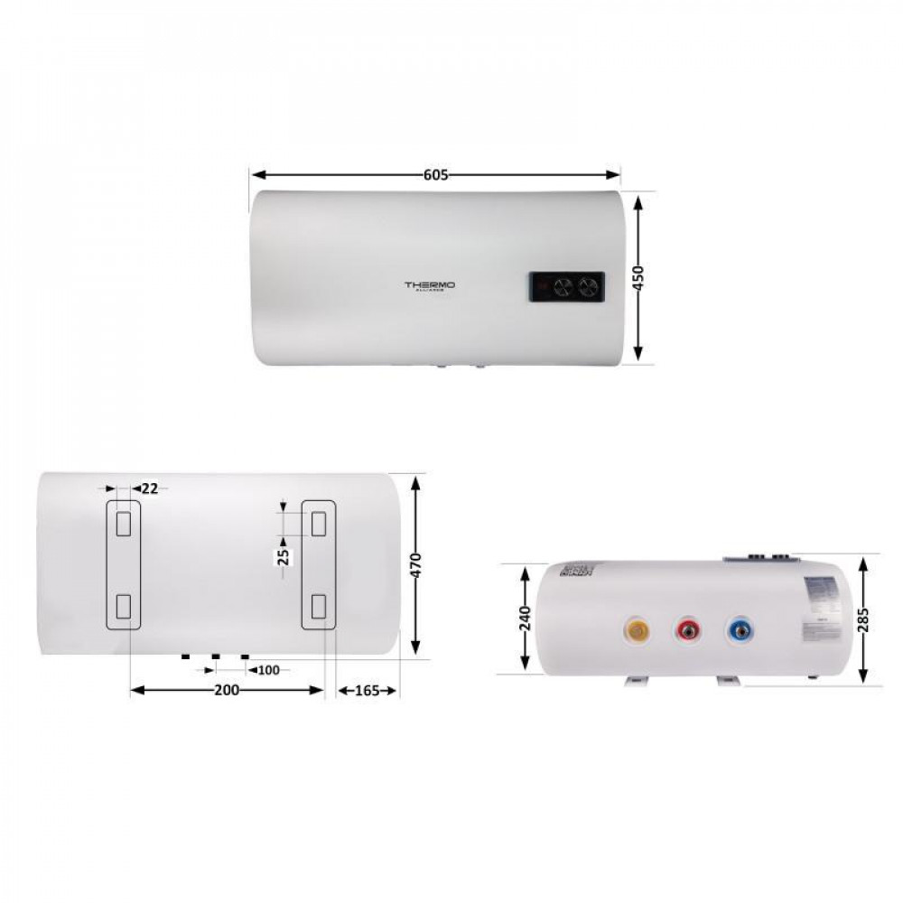 Водонагрівач електричний Thermo Alliance 30 л плоский горизонтальний, мокрий ТЕН 2 кВт (0,8+1,2) DT30H20G(PD) SD00032263