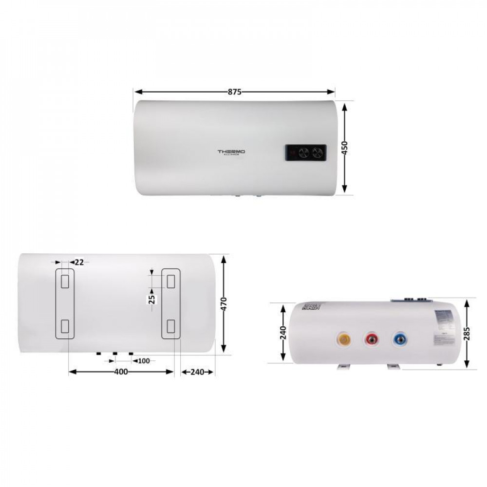 Водонагрівач електричний Thermo Alliance 50 л плоский горизонтальний, мокрий ТЕН 2 кВт (0,8+1,2) DT50H20G(PD) SD00032264