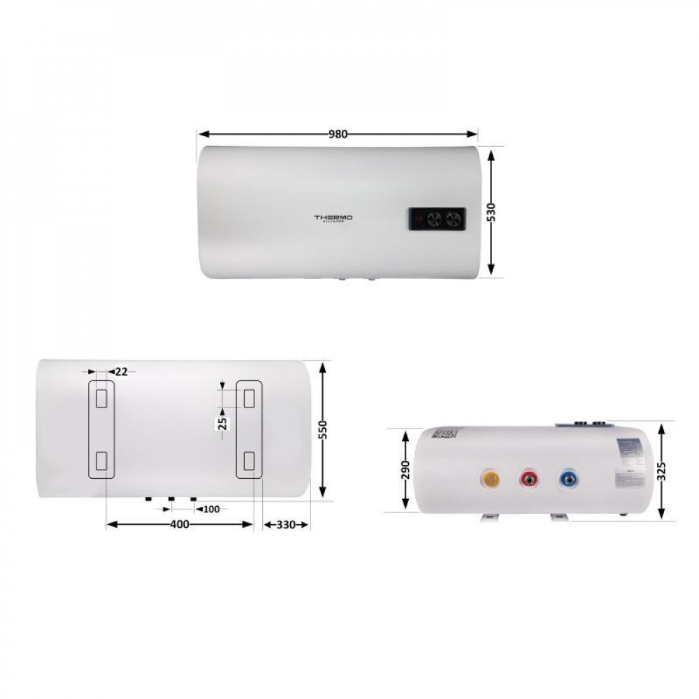 Водонагрівач електричний Thermo Alliance 80 л плоский горизонтальний, мокрий ТЕН 2 кВт (0,8+1,2) DT80H20G(PD) SD00032265