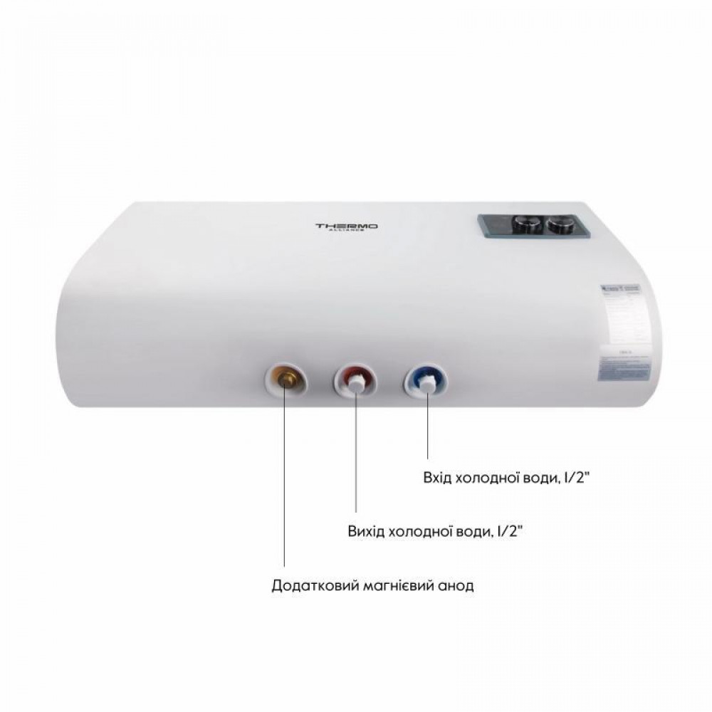 Водонагрівач електричний Thermo Alliance 80 л плоский горизонтальний, мокрий ТЕН 2 кВт (0,8+1,2) DT80H20G(PD) SD00032265