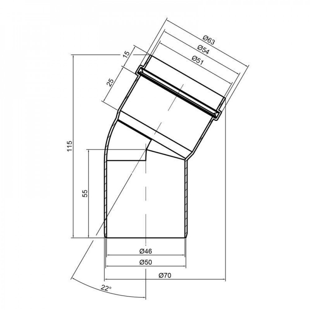 Коліно PPR каналізаційне TA Sewage 50, 22° SD00034413