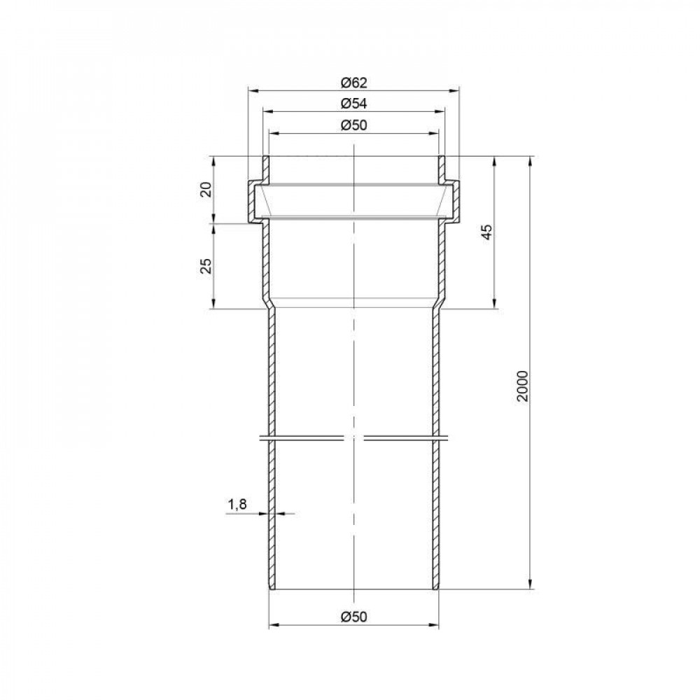 Труба PPR каналізаційна TA Sewage 50х2, 2 м SD00034445