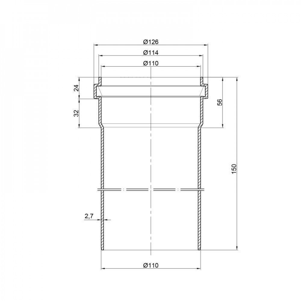 Труба PPR каналізаційна TA Sewage 110х2,7, 0,15 м SD00034447