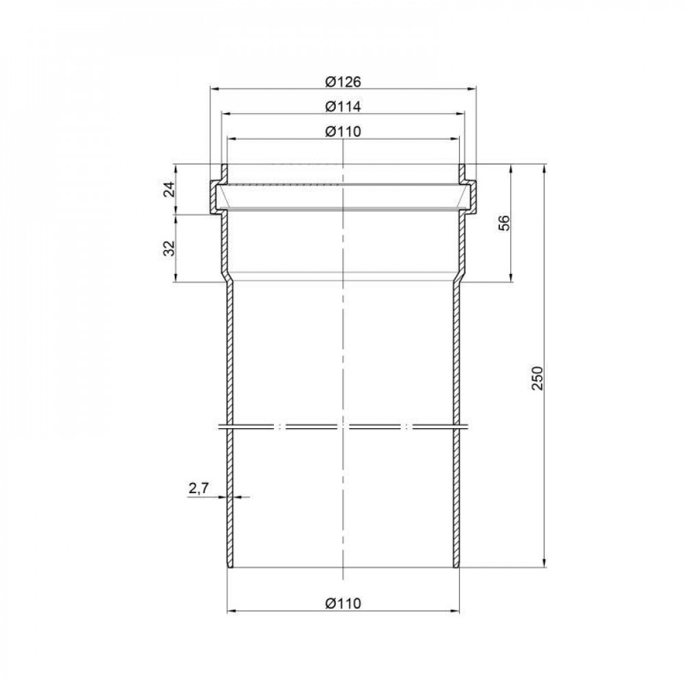 Труба PPR каналізаційна TA Sewage 110х2,7, 0,25 м SD00034448