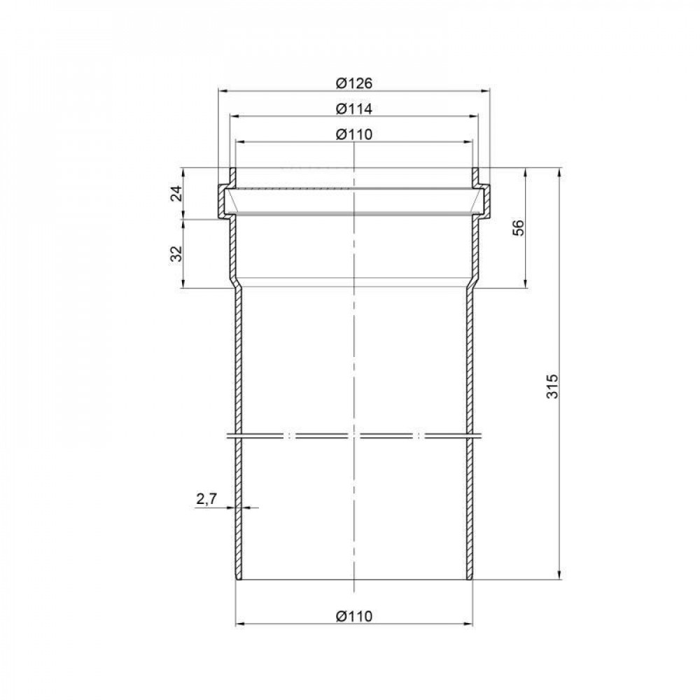 Труба PPR каналізаційна TA Sewage 110х2,7, 0,315 м SD00034449