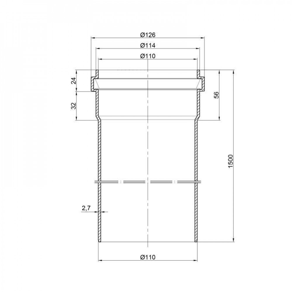 Труба PPR каналізаційна TA Sewage 110х2,7, 1,5 м SD00034453