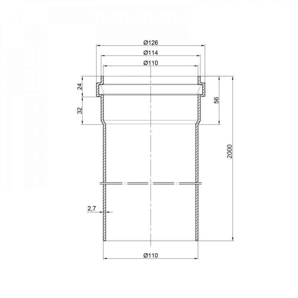 Труба PPR каналізаційна TA Sewage 110х2,7, 2 м SD00034454