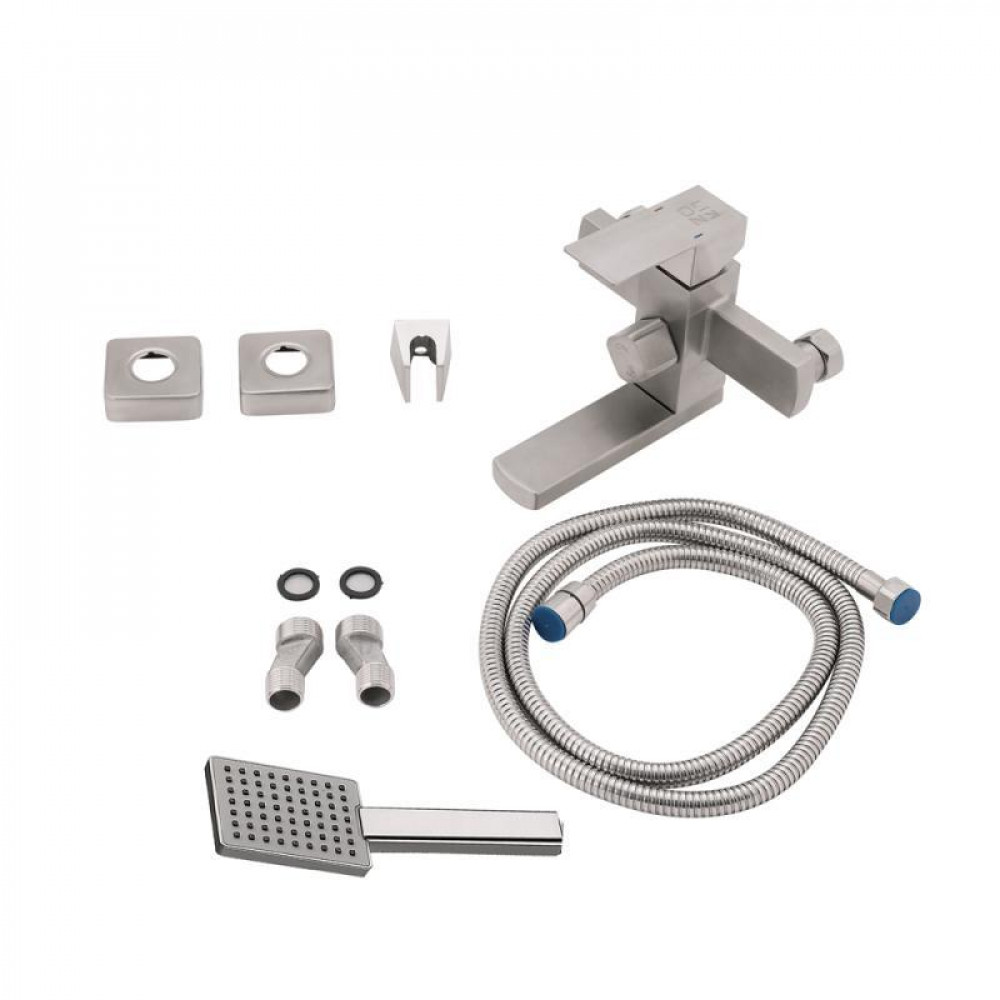 Смеситель для ванны Lidz Kubis 006 с поворотным изливом (с душевым гарнитуром) (k35) LDKUB006NKS28536 Nickel SD00034633