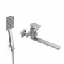 Змішувач для ванни Lidz Kubis 005 з поворотним виливом (з душовим гарнітуром) (k35) LDKUB005NKS28537 Nickel SD00034634