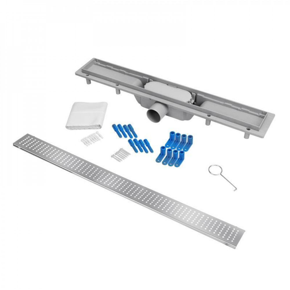 Трап Qtap Dry FB304-800 лінійний з сухим закривом та нержавіючою решіткою 800х73 SD00034833