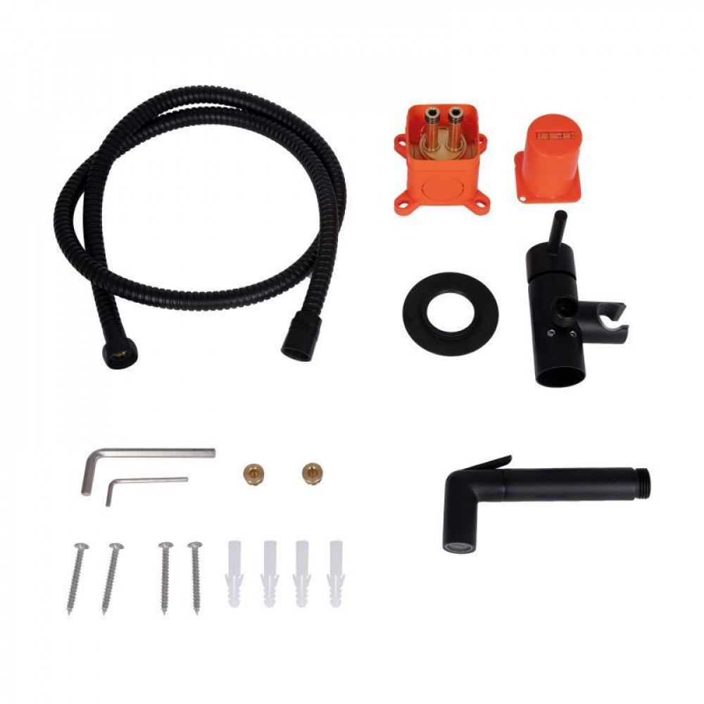 Набор для гігієнічного душу Qtap Inspai-Varius округлий QTINSVARBСRV00440001 Black Matt SD00035723