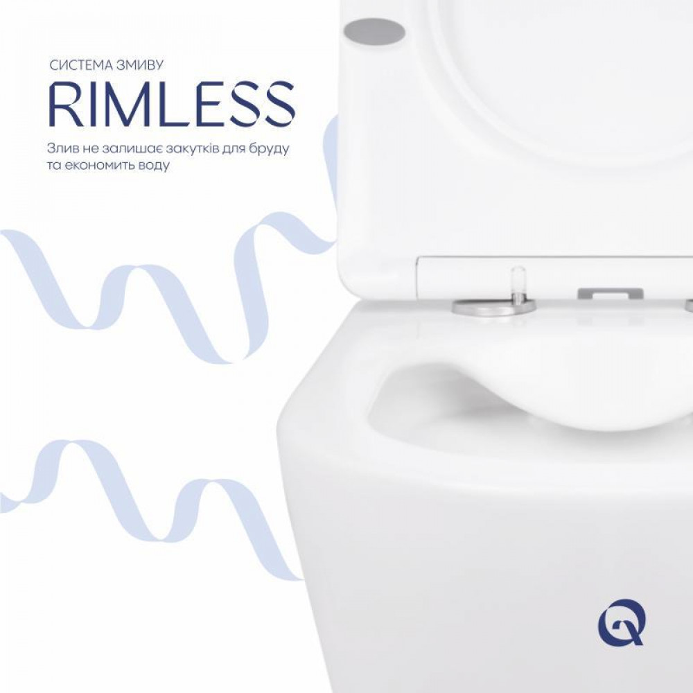 Унітаз підвісний Qtap Swan безобідковий з сідінням Soft-close QT16335178W SD00036227