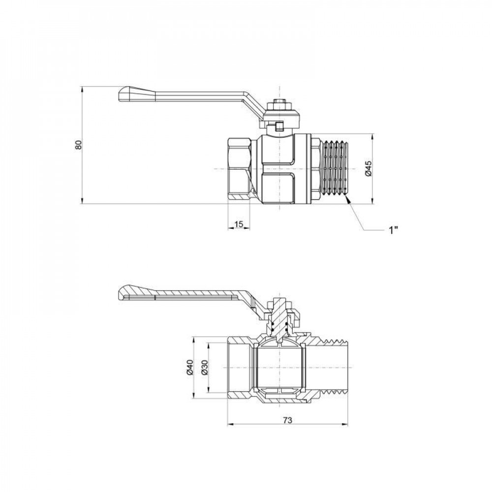 Кран кульовий Icma 1" прямий №352 SD00036663