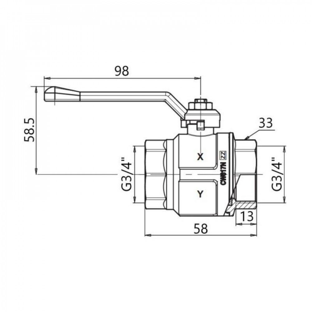 Кран кульовий Icma 3/4" прямий №350 SD00036668