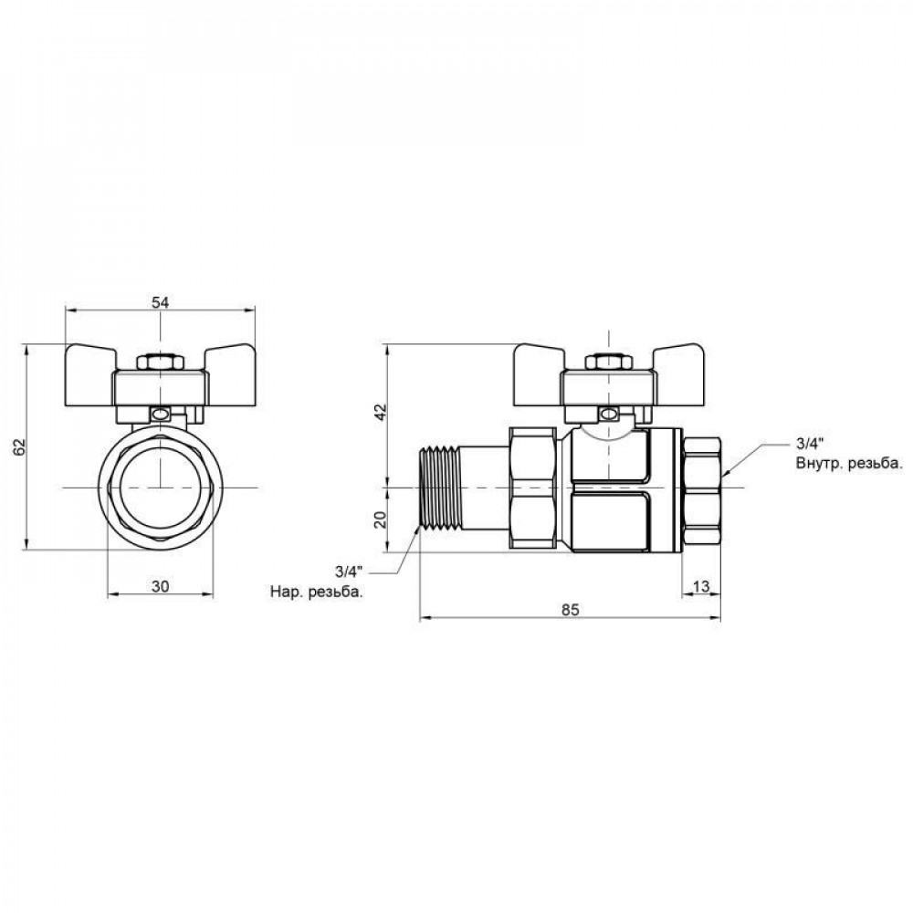 Кран кульовий "Американка" Icma 3/4" прямий №347 SD00036671
