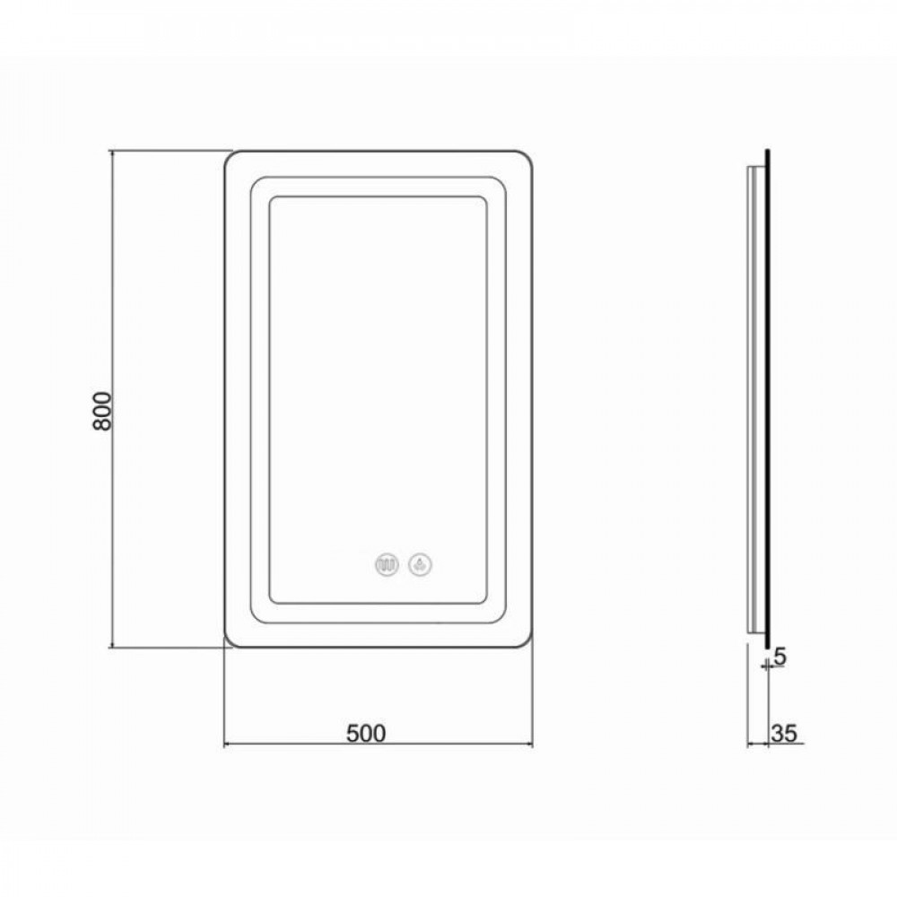 Зеркало Qtap Mideya (DC-F911) 500х800 с LED-подсветкой Touch, с антизапотеванием, димером QT2078F911W SD00036737