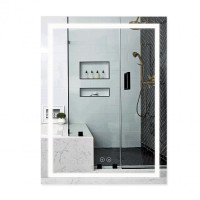 Дзеркало Qtap Mideya (DC-F937) 600х800 з LED-підсвічуванням Touch, з антизапотіванням, з годинником, димером,