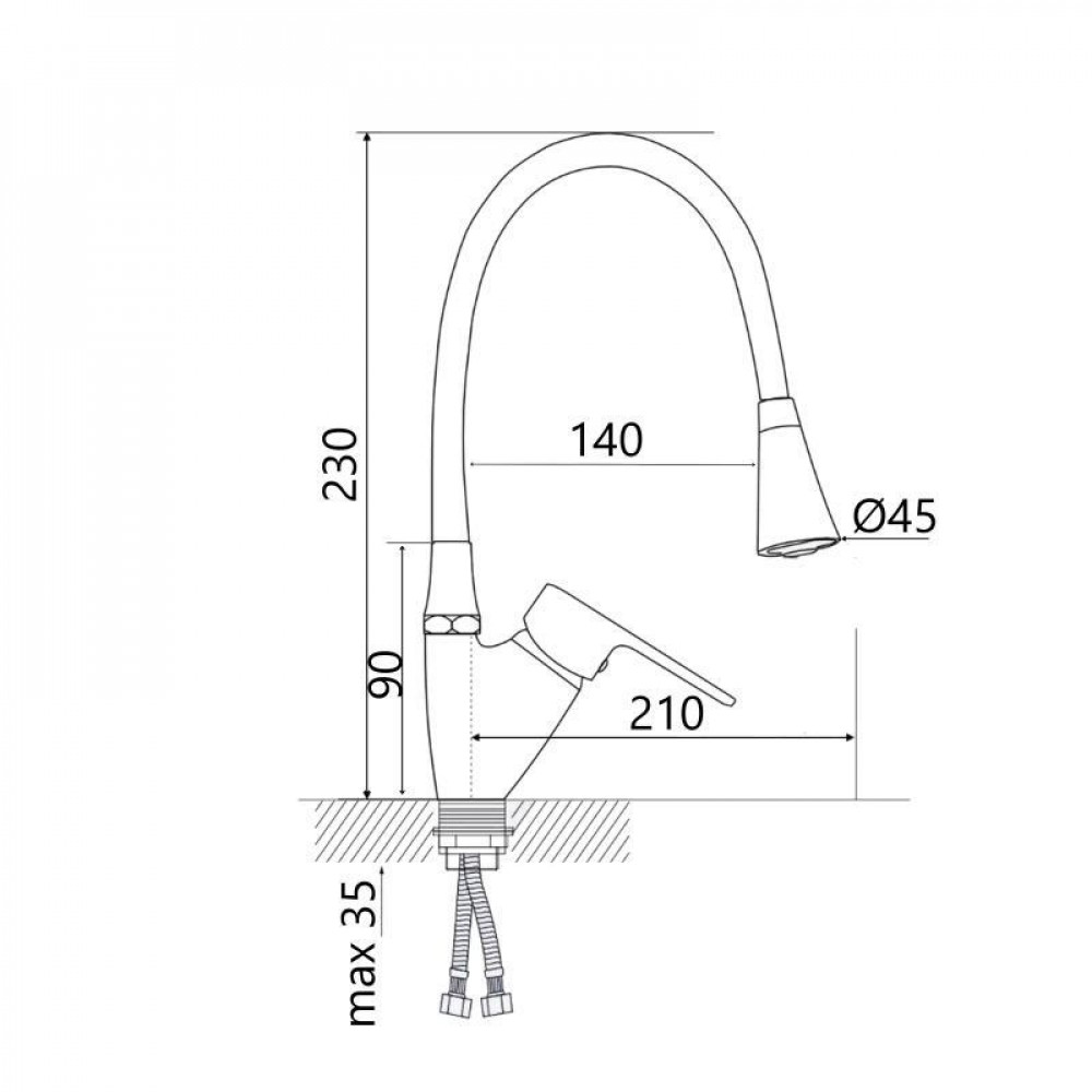 Змішувач для кухні Lidz Tani 007F3 з гнучким виливом (k40) LDTAN007F3GCR31869 Chrome/Grey SD00037970