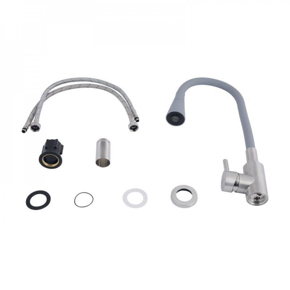 Змішувач для кухні Lidz Aria 015F31 з гнучким виливом (k35) LDARI015F31GNK31871 Grey / Nickel SD00037972