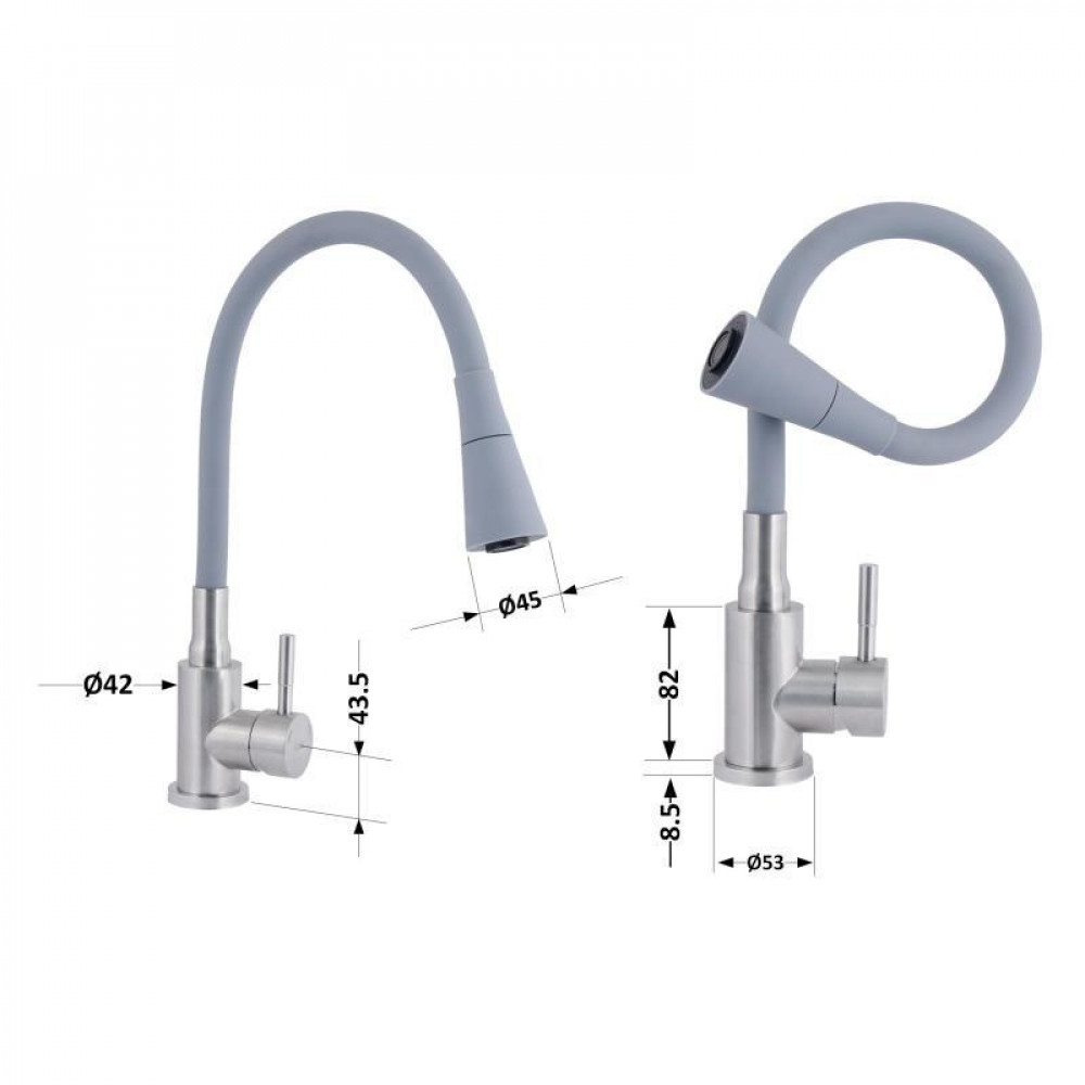 Змішувач для кухні Lidz Aria 015F31 з гнучким виливом (k35) LDARI015F31GNK31871 Grey / Nickel SD00037972