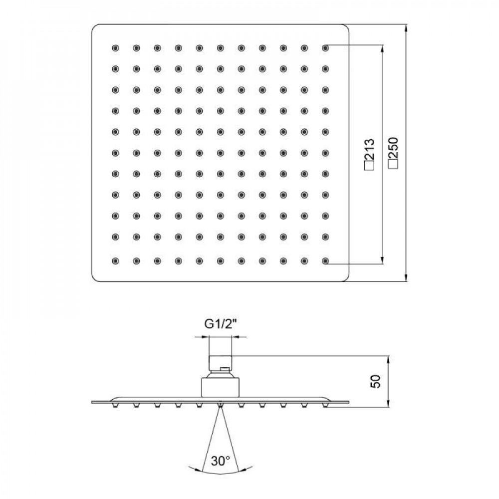 Лійка для верхнього душу Лейки Lidz Лейка 225 250x250 мм прямокутна LDNIA225NKS32452 Chrome SD00038554