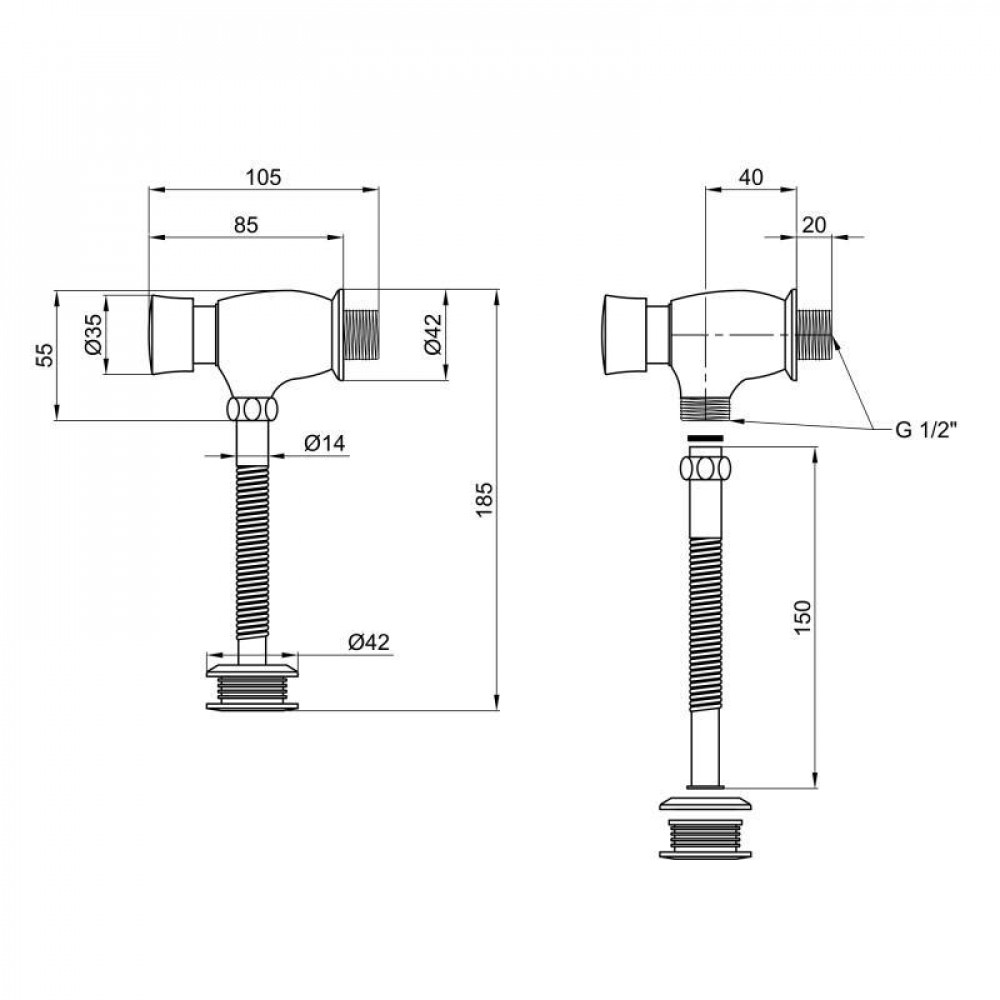 Зливний клапан порційний для пісуара Lidz Tech 903 LDTEC903CRM32529 Chrome SD00038632
