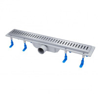 Трап Qtap Dry FA304-600 линейный с сухим закрыванием и нержавеющей решеткой 600х73.