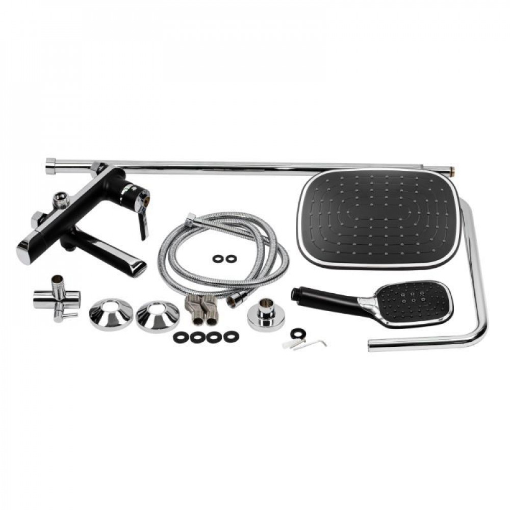 Душова система універсальна Qtap Grand на три споживача (з виливом) QTGRABCR1004 Chrome/Black SD00039609